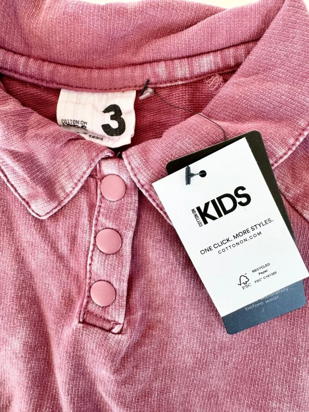 Cotton On Kids Girls Dress 3 NWT Rachel Vintage Berry Wash Polo Collar